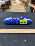 Vintage Schylling Number 11 Blue Friction Sparkle Race Car Toy