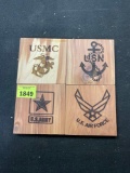 Set of 4 Wooden Military Branches Coasters