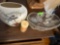 Made by Jay porcelain Hand painted vase, A bowl that has Flowers carved on it And a candle in the