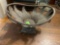 Vintage decorative metal pedestal bowl made like a sunflower