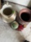 Vintage water picture Vintage base and vintage bottles with quartz in them