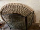 Beveled glass fireplace protector. Antique. Excellent condition