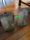 Vintage carved marble horse head chess kioking.pieces made to be book ends.