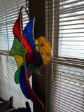Vintage stained glass parrot Hanging
