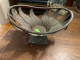 Vintage decorative metal pedestal bowl made like a sunflower