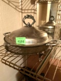 Vintage silver plated serving tray mid-century 3-footed and covered