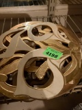 Vintage from the 1970s Beautiful abstract design metal gold finish with cream design highlighting