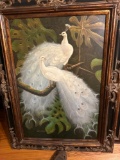 36 x 47 Picture of peacocks hand painted on canvas