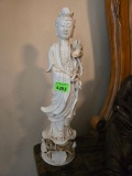 Antique white porcelain figuring. Vintage Hercules fighting statue from the Greek