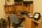 Wood corner desk.... ...Items on top are NOT included in this lot. Must bring help to load.