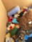 Box of stuffed animals