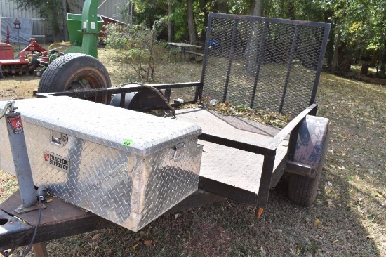 5 x 8 metal trailer with tailgate for loading with storage compartment in the front.... 3500 lb axle