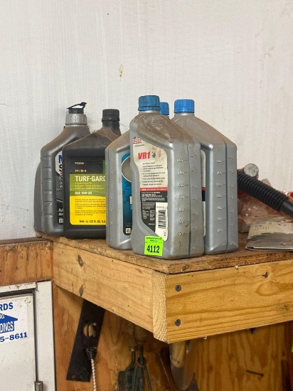Various oils and chemicals 4 full 1 Half full 1 Almost empty