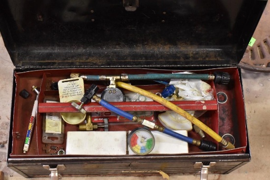 Metal tool box with air conditioning tools for vehicles