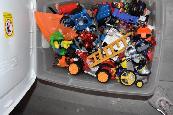 Plastic tote of Childrens toys