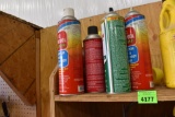 Various chemicals on the shelf ...