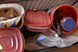 Various tupper ware...items with shop items inside