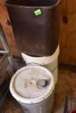 Trash can and 2, 5 gallon buckets