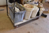 Metal flat bed cart, buckets NOT included
