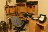 Wood corner desk.... ...Items on top are NOT included in this lot. Must bring help to load.
