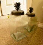 2 glass decorative jars with lids.... Home decor