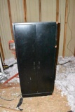 Black 2 door wood cabinet Must bring help to load.