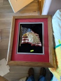 Embossed leather eagle hand done