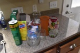 Cleaning supplies and glass vases