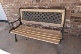 Wood and metal porch bench