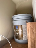 Partial 5 gallon bucket of paint and water filters