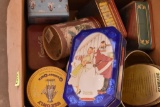 Box of vintage tins