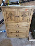 Wood dresser with doors and shelves and 3 drawers 4 ft x 33 in x 17 in Must bring help to load