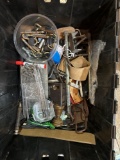Tote with various garage items