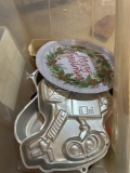 Cake pans and Christmas plate