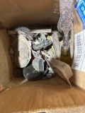 Box of various garage item to include chaulk line refill and more