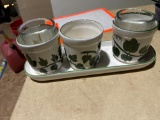 3 ceramic cups with tray