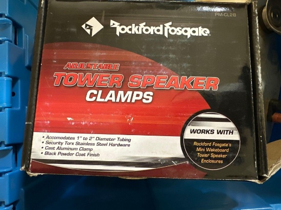 Tower cans and speaker and clamps