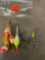 Fishing jig, heads, and floats