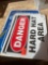 Danger, caution, metal signs