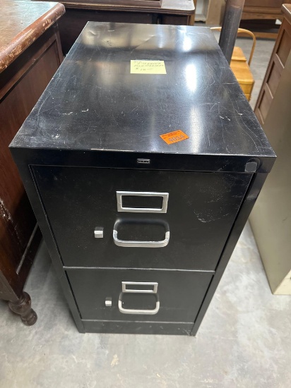 Two drawer black file cabinet metal