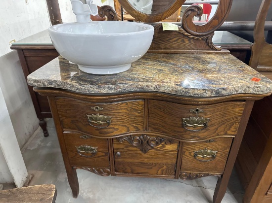 Converted bathroom vanity, the granite top