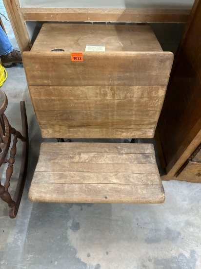 Antique cast-iron and wood folding school desk