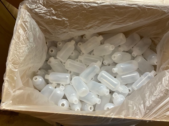 Box of sanitizer bottles no lids