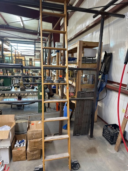 Wooden rolling ladder