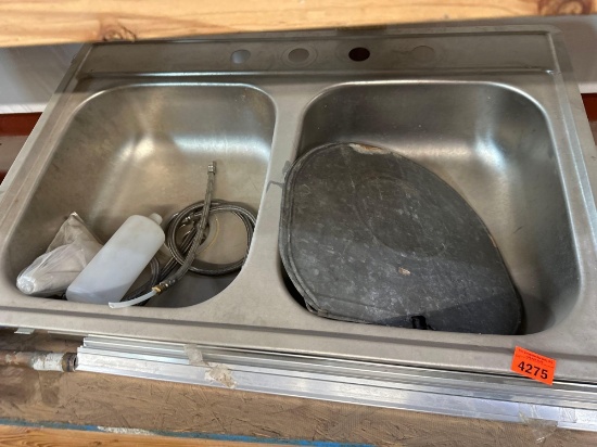 Stainless steel double sink 33 x 22 x 6 in...