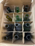 12 wine bottle light green, dark green, maybe a brown