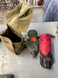 Leather bag and water bottles