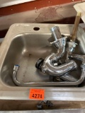 Stainless steel sink and stainless steel faucet with drain trap sink is 15 inches 15x6