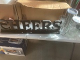 Cheer sign, and drinking glasses