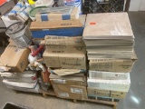 Pallet of tile, sheet rock, compound, caulking, ceiling, texture,